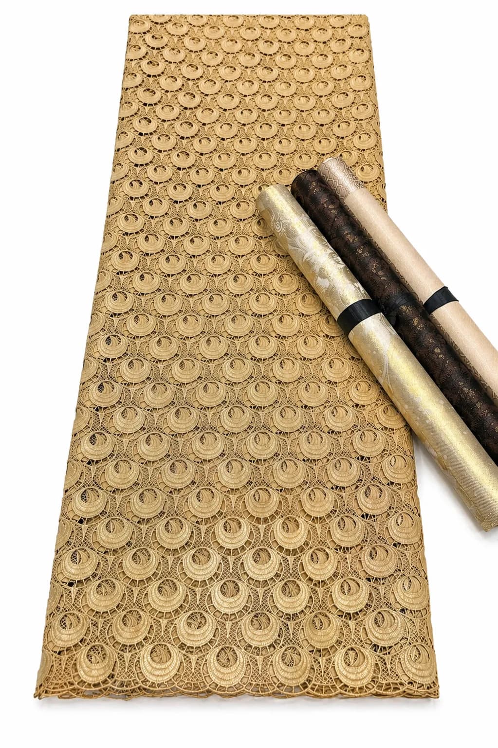Royal Gold Lace Fabric – Luxury African Wedding & Occasion Material (Premium Quality) - 6 yards