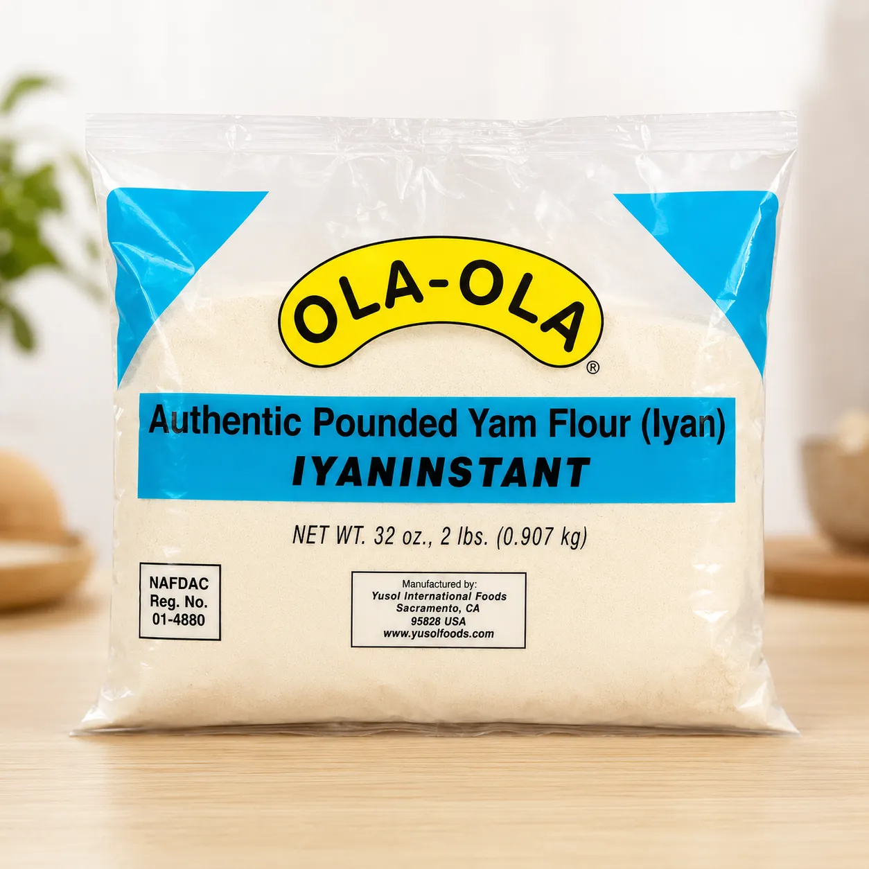 OLA-OLA Authentic Pounded Yam Flour (Iyan) | IYANINSTANT | Smooth Traditional Fufu | 2 lb